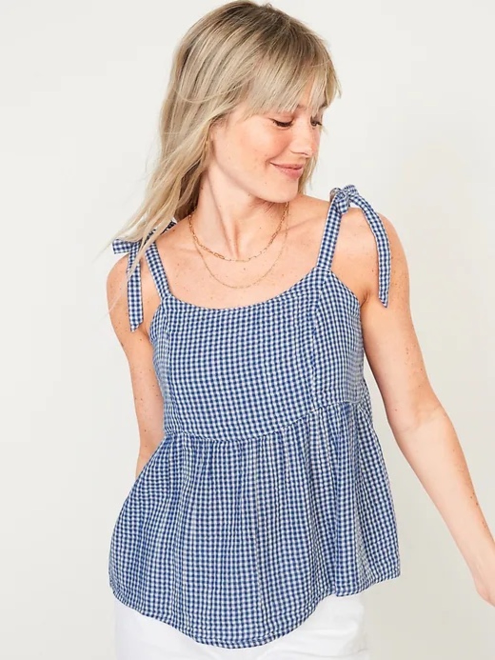 Old Navy Tie-Shoulder Gingham Tank Top